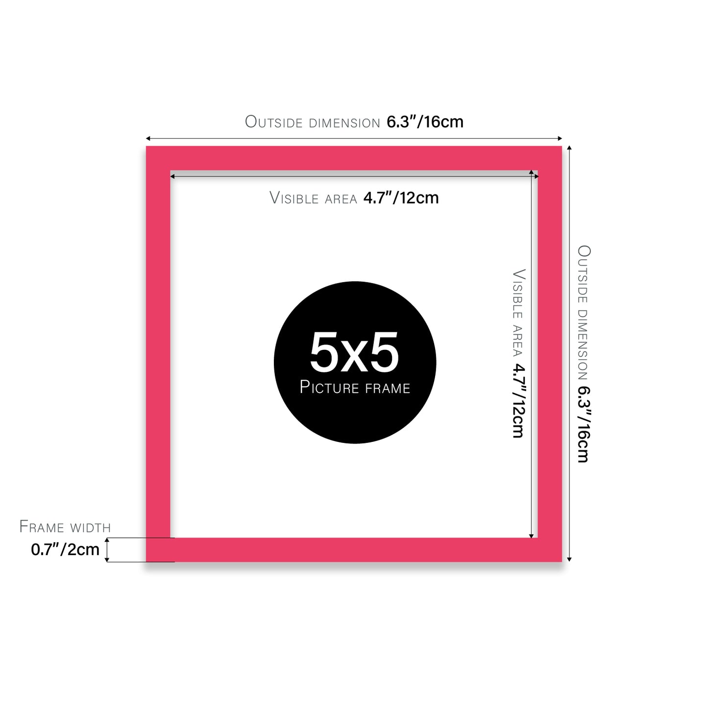 Bright Pink 5x5" picture frame for stores