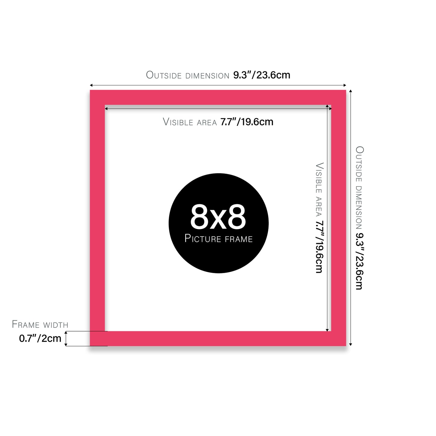 Bright Pink 8x8" UK made picture frames
