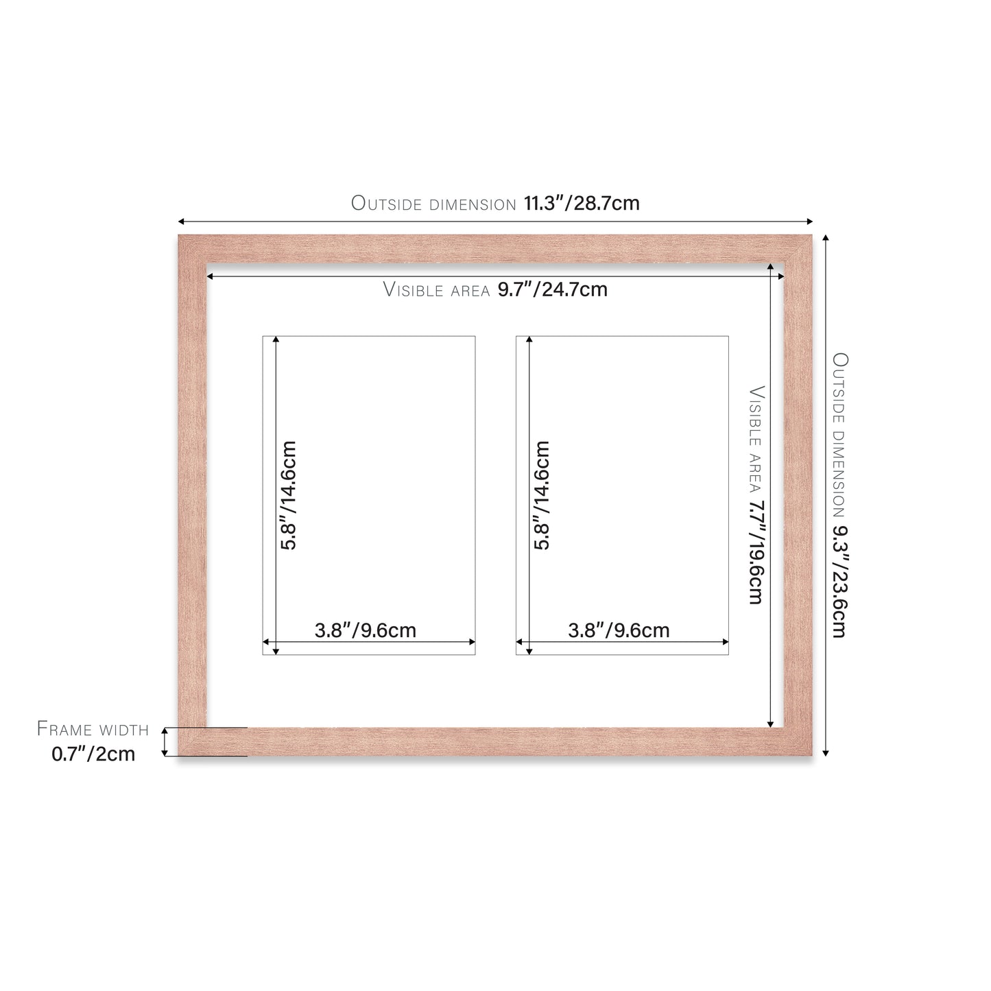 Rose Gold Picture Frame 20mm Edge