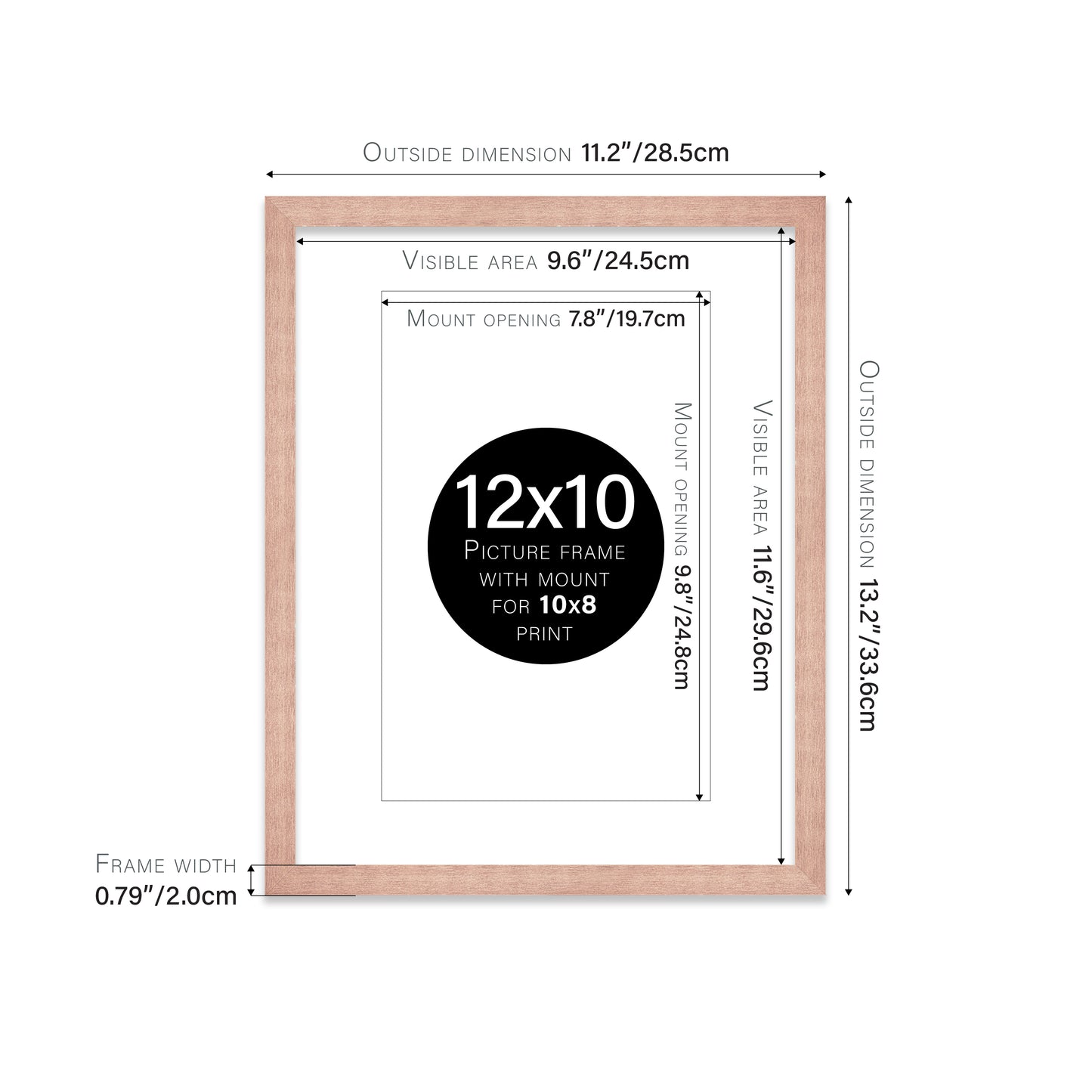 Rose Gold Picture Frame 20mm Edge