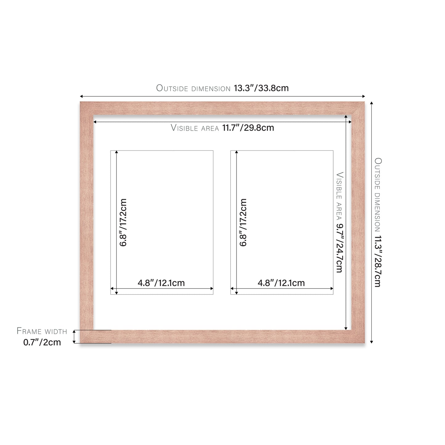 Rose Gold Picture Frame 20mm Edge