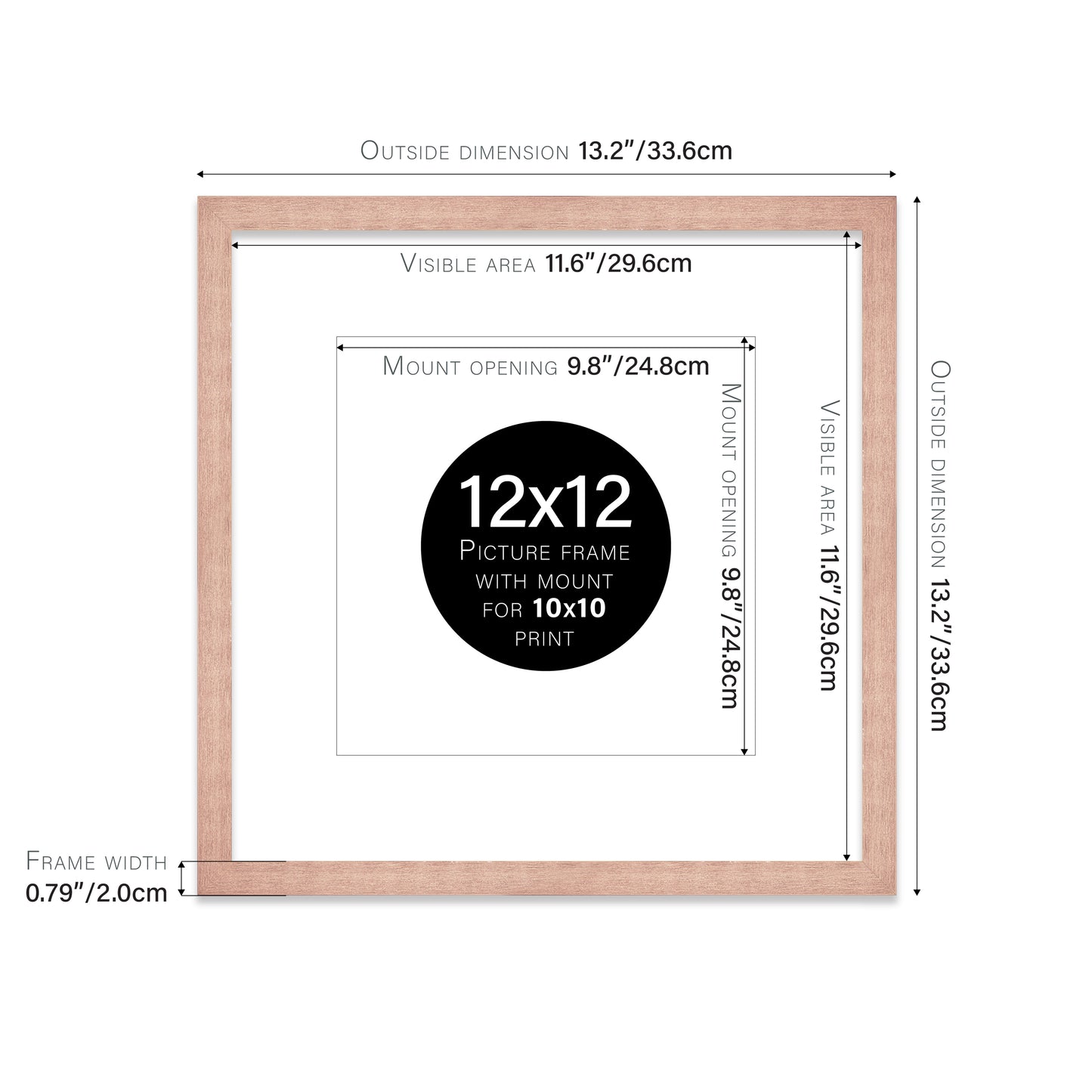 Rose Gold Picture Frame 20mm Edge