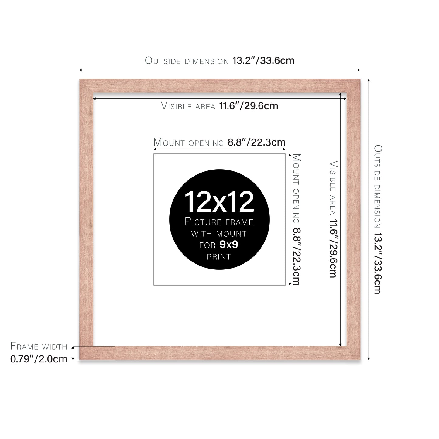Rose Gold Picture Frame 20mm Edge