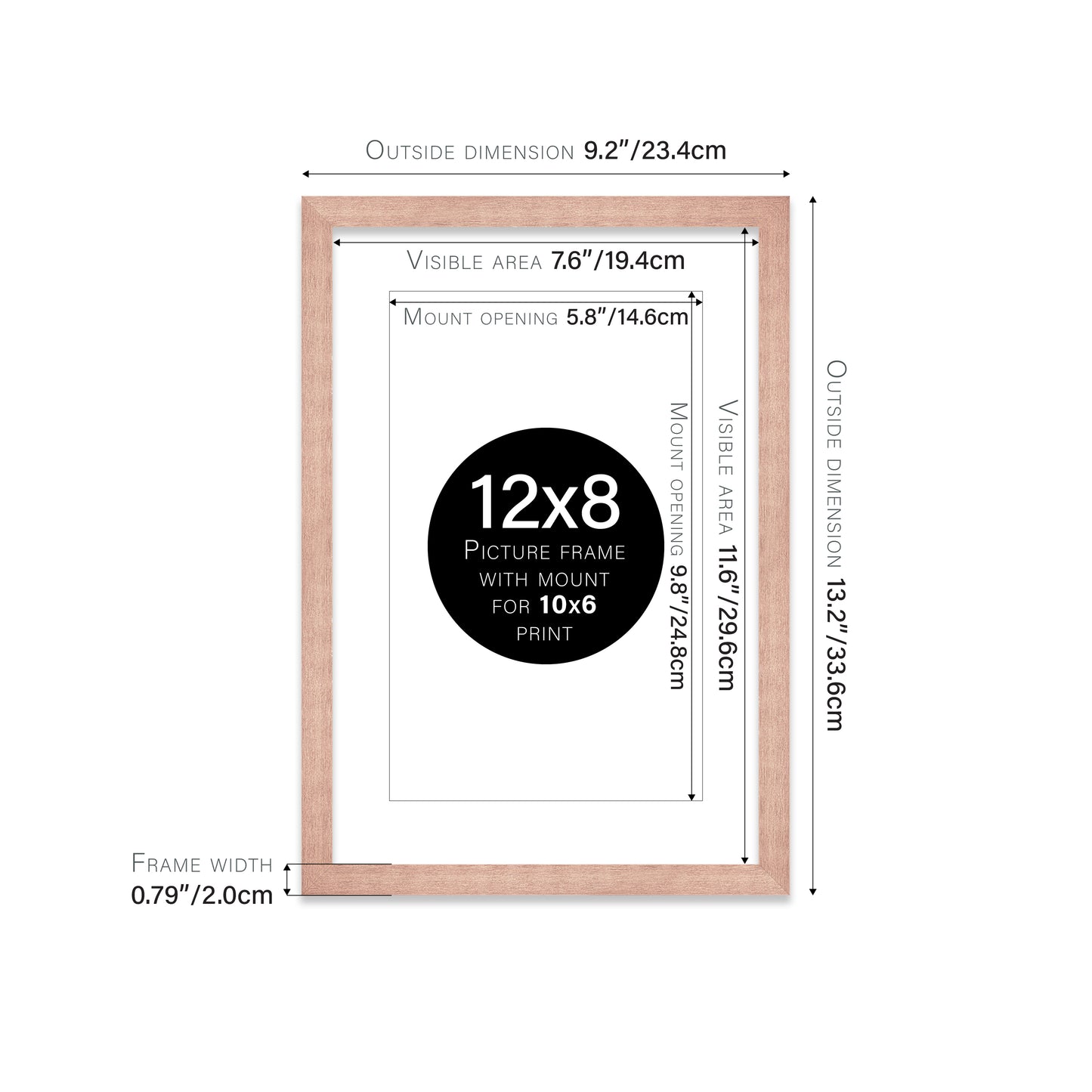 Rose Gold Picture Frame 20mm Edge