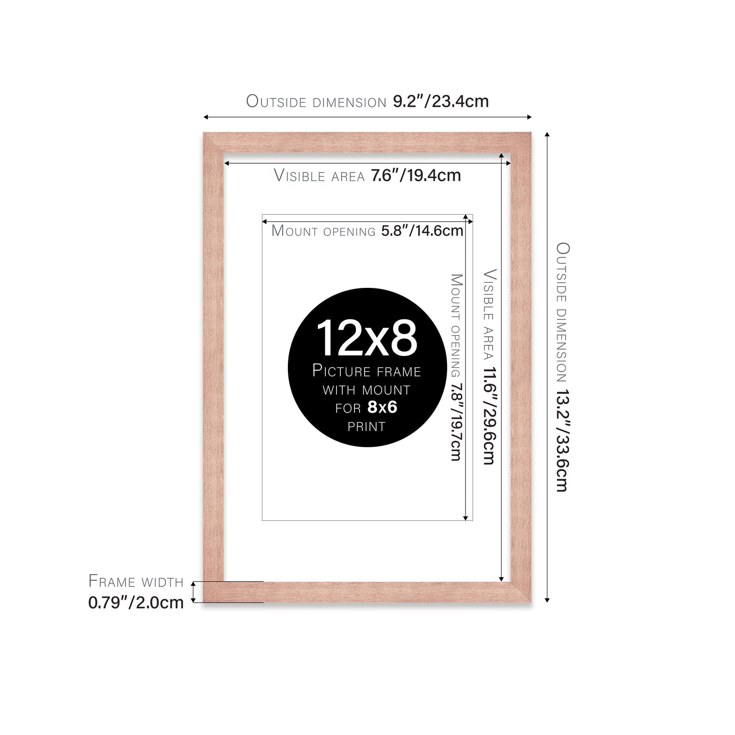 Rose Gold Picture Frame 20mm Edge