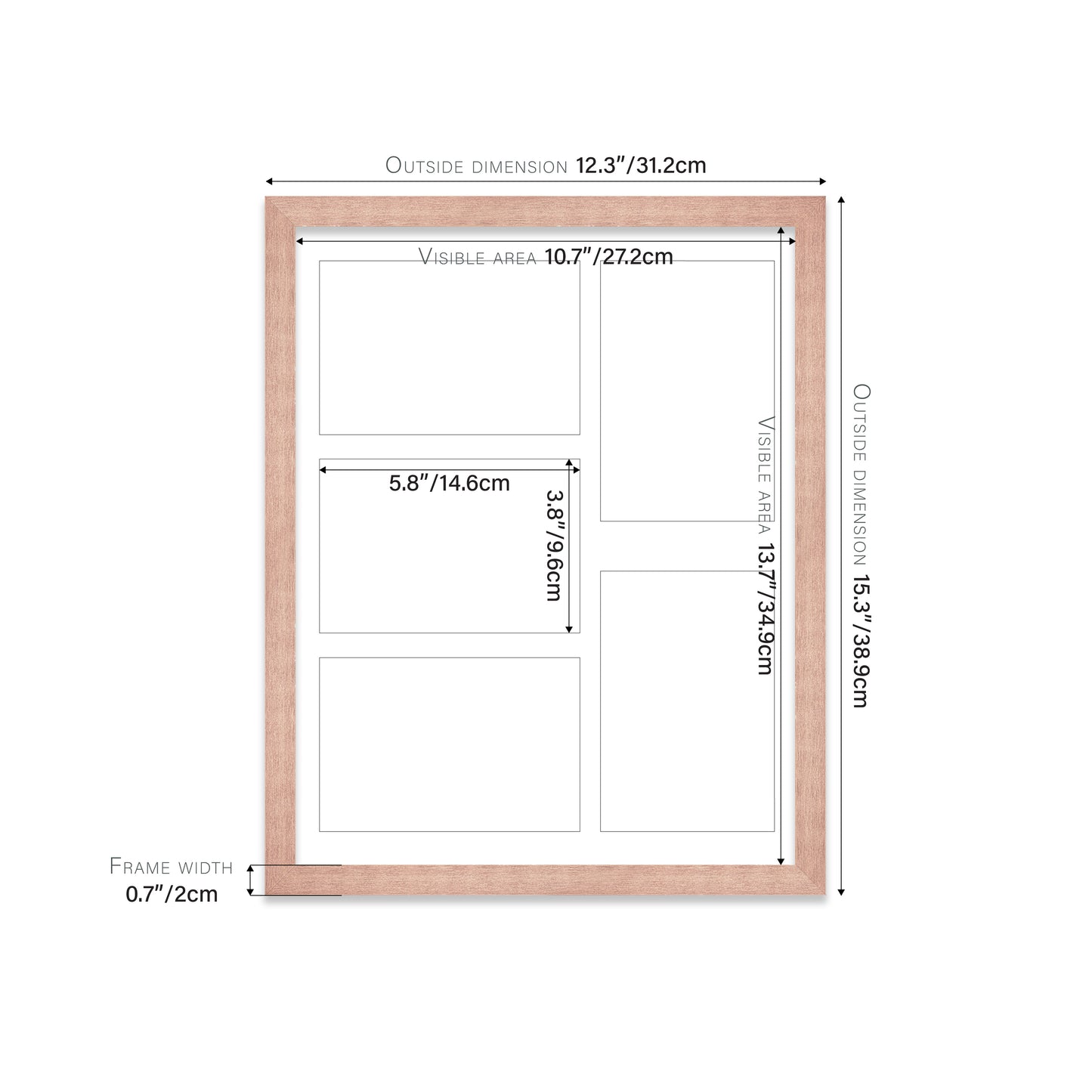 Rose Gold Picture Frame 20mm Edge