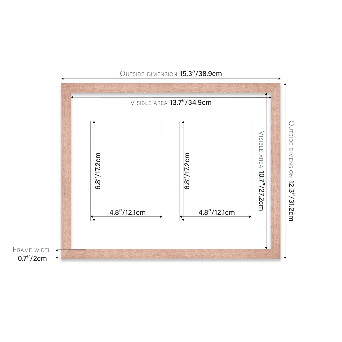 Rose Gold Picture Frame 20mm Edge