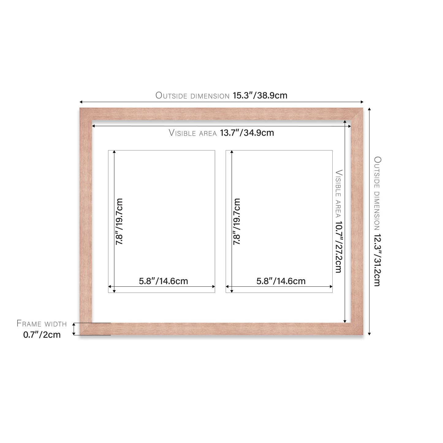 Rose Gold Picture Frame 20mm Edge
