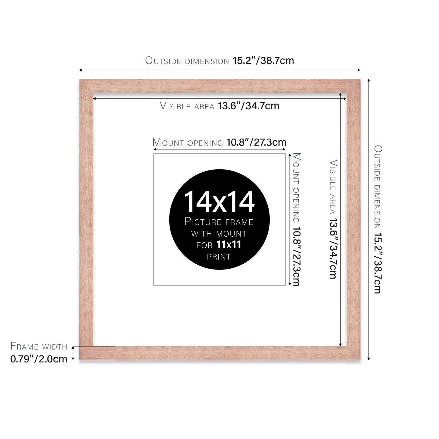 Rose Gold Picture Frame 20mm Edge