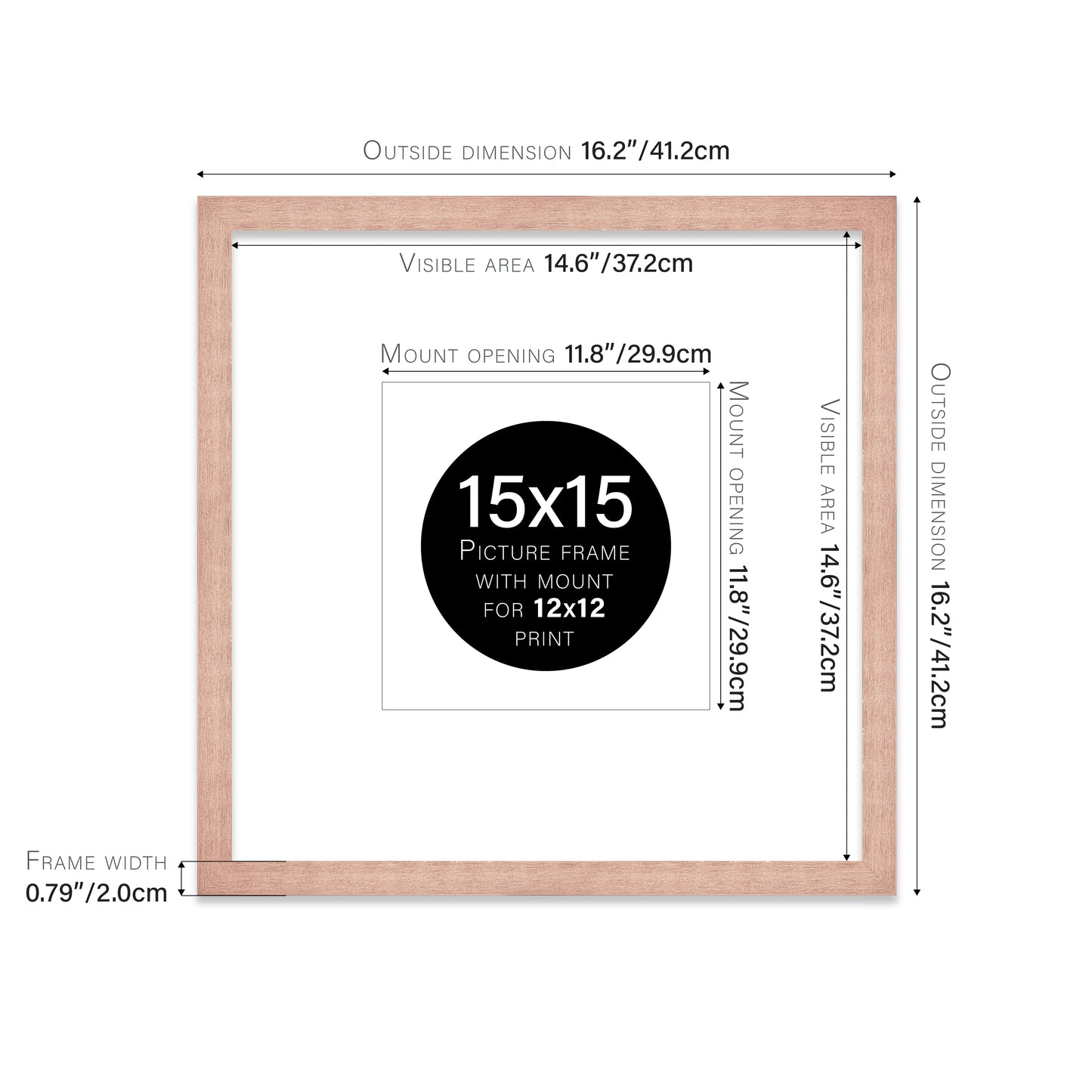 Rose Gold Picture Frame 20mm Edge