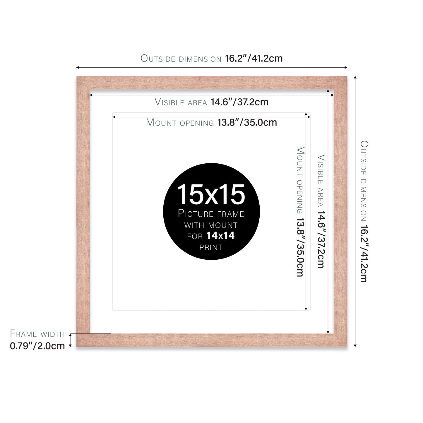 Rose Gold Picture Frame 20mm Edge
