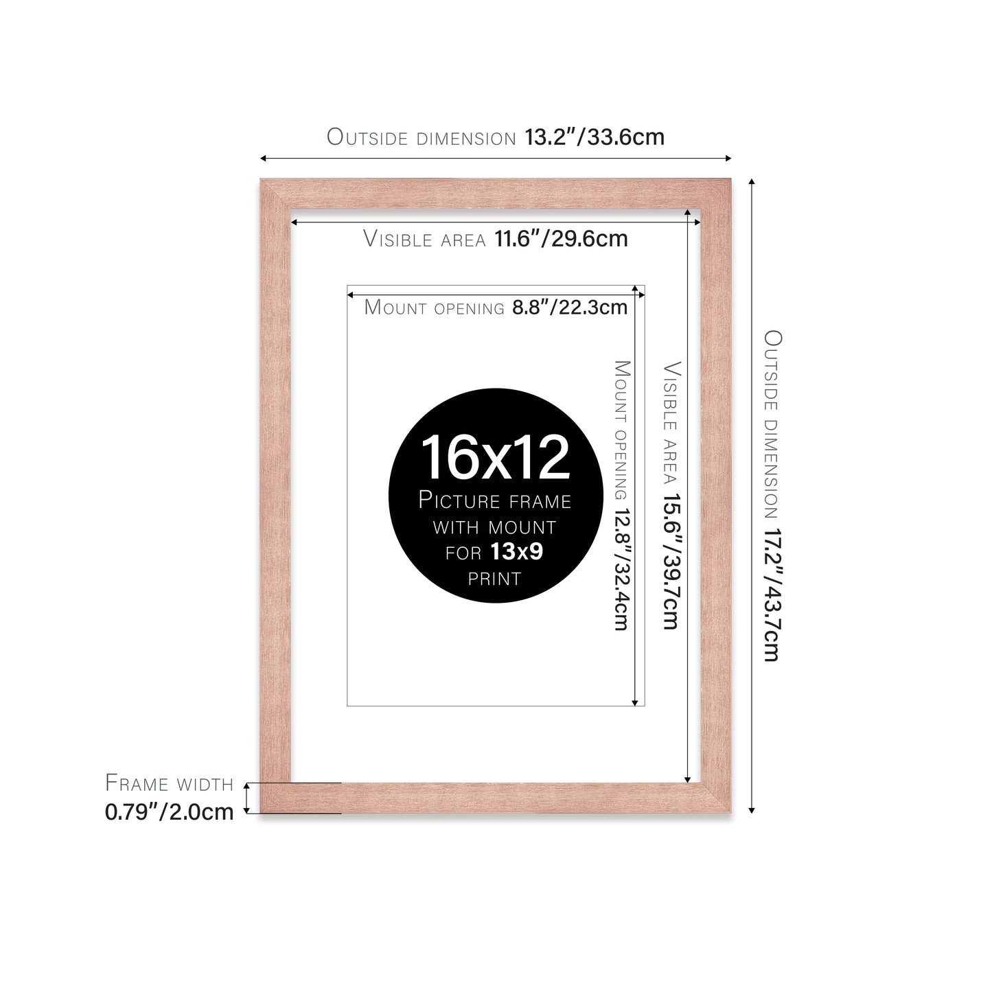Rose Gold Picture Frame 20mm Edge