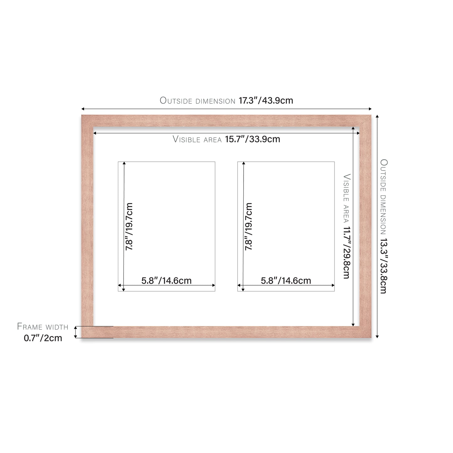 Rose Gold Picture Frame 20mm Edge