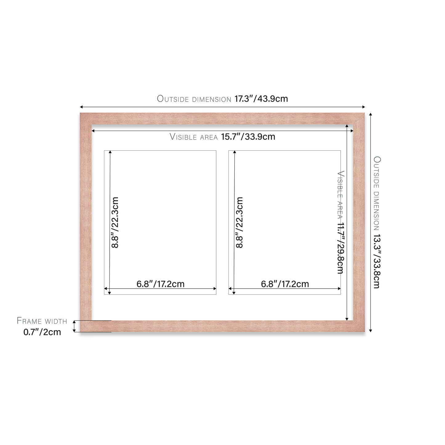Rose Gold Picture Frame 20mm Edge