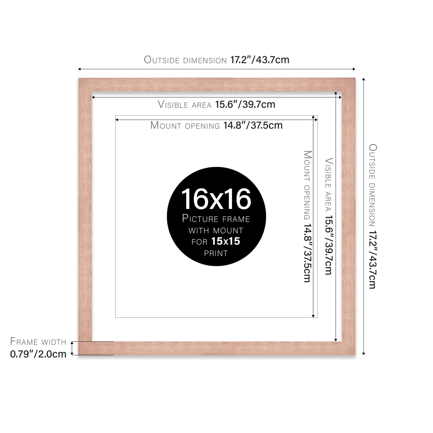 Rose Gold Picture Frame 20mm Edge