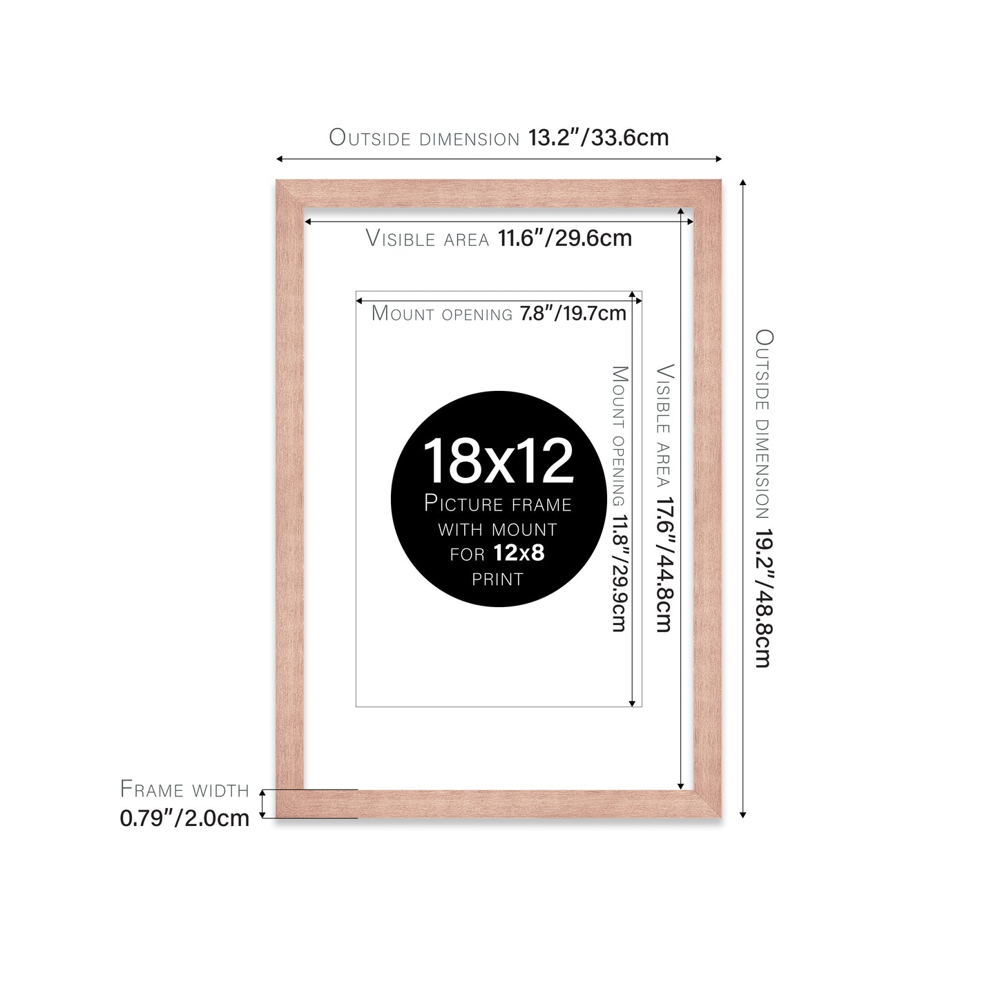 Rose Gold Picture Frame 20mm Edge