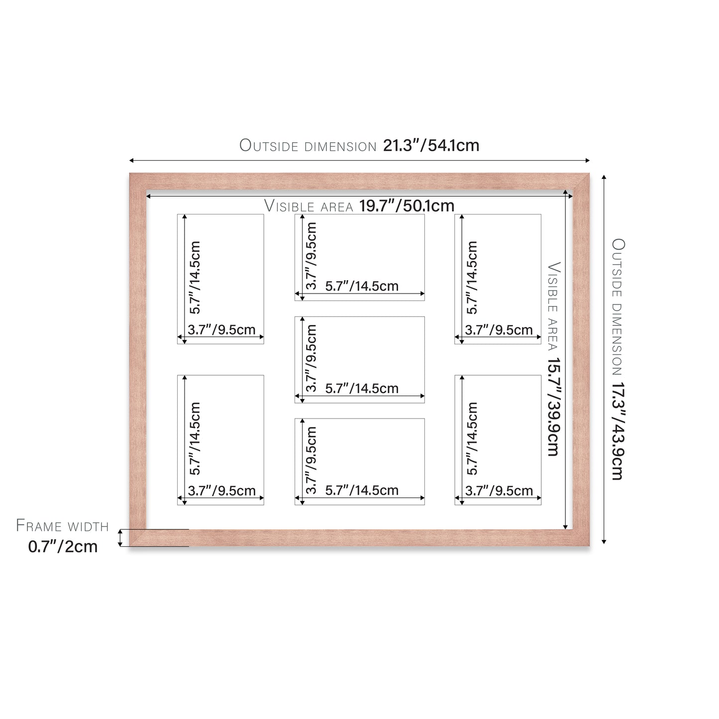 Rose Gold Picture Frame 20mm Edge