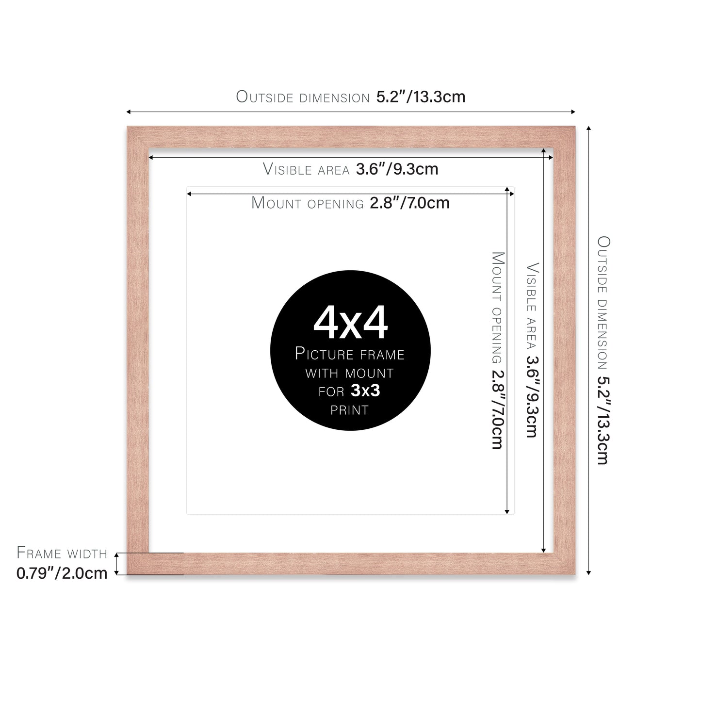 Rose Gold Picture Frame 20mm Edge