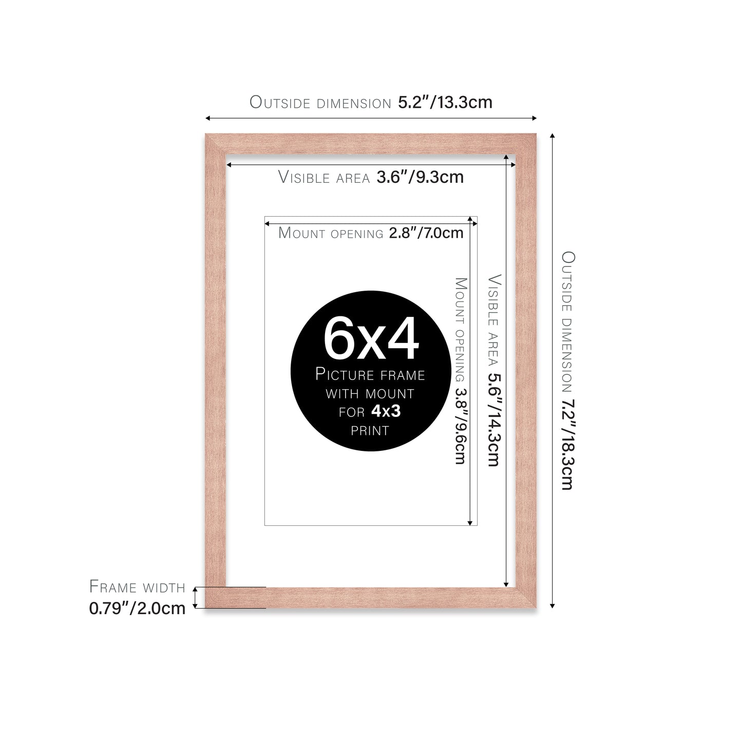 Rose Gold Picture Frame 20mm Edge
