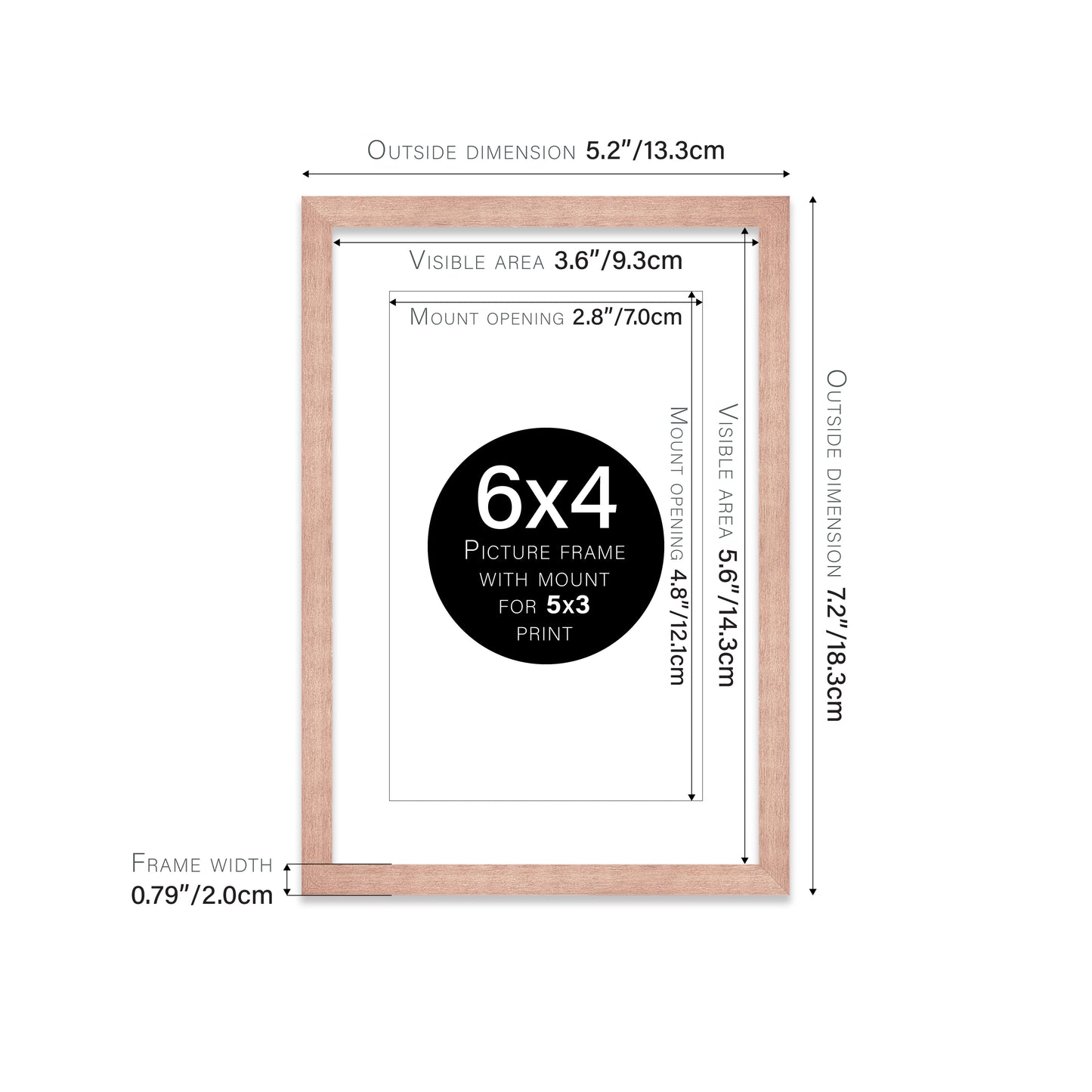 Rose Gold Picture Frame 20mm Edge