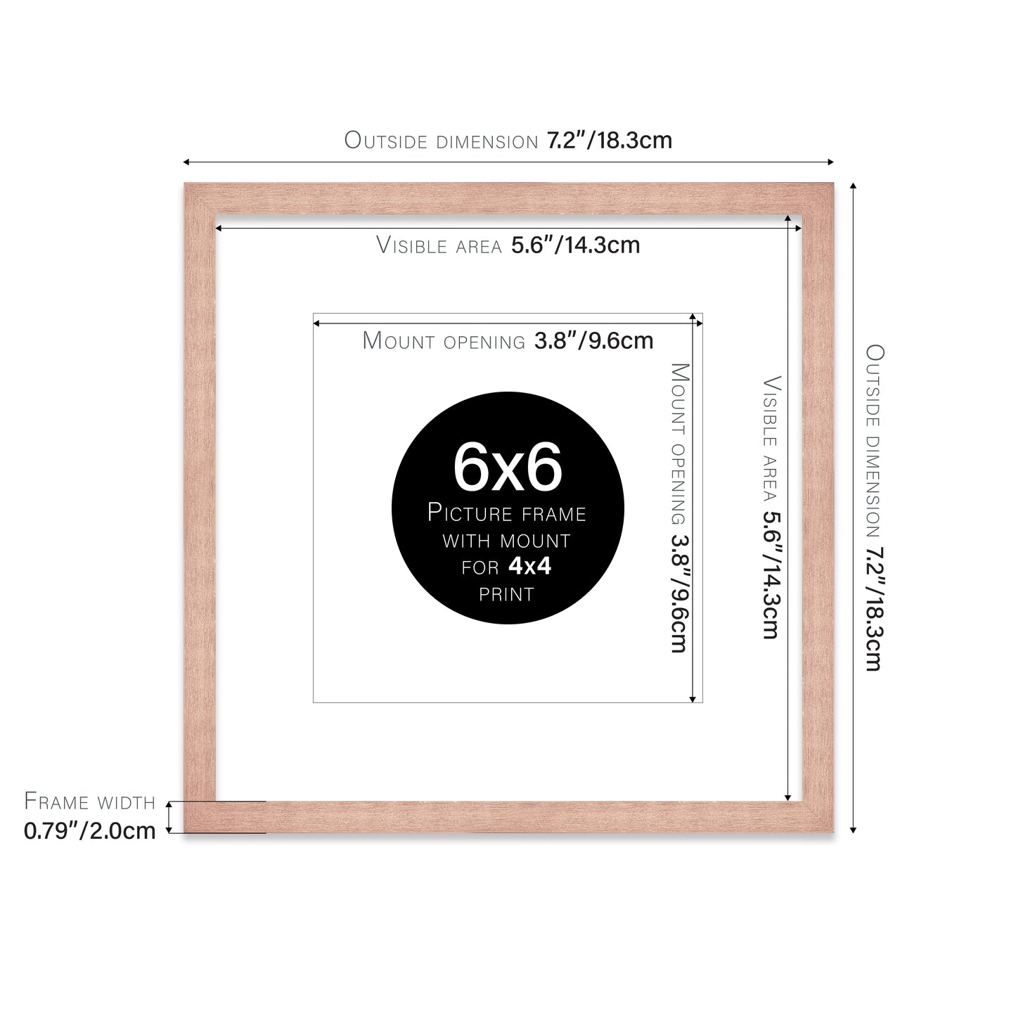 Rose Gold Picture Frame 20mm Edge
