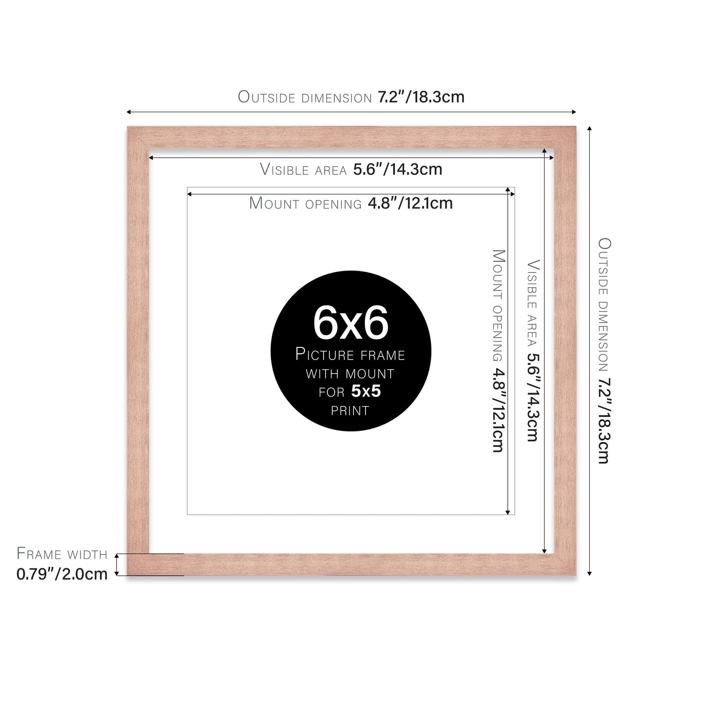 Rose Gold Picture Frame 20mm Edge