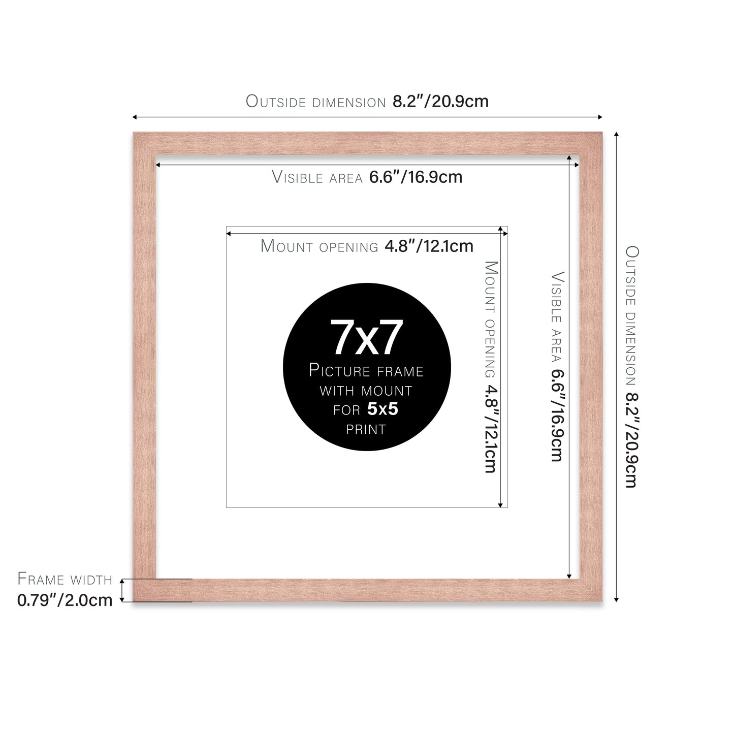 Rose Gold Picture Frame 20mm Edge