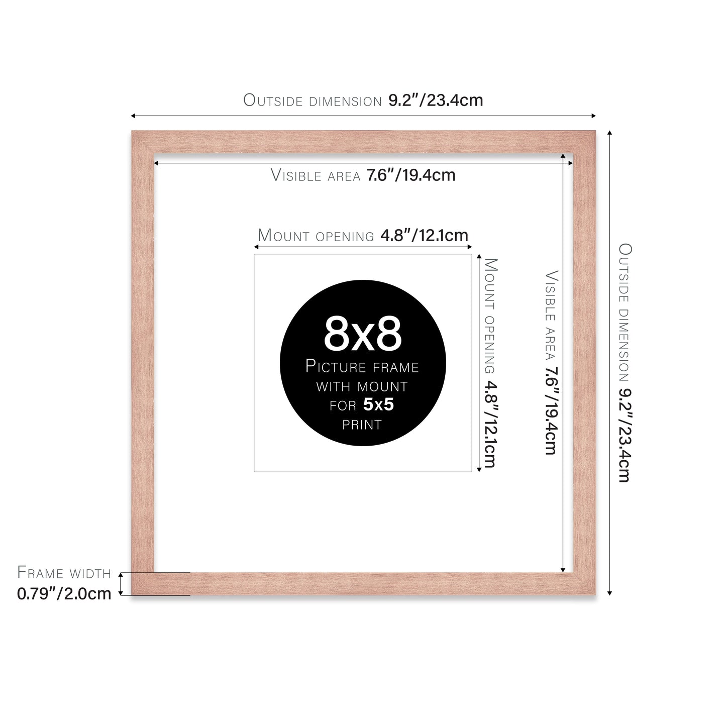 Rose Gold Picture Frame 20mm Edge