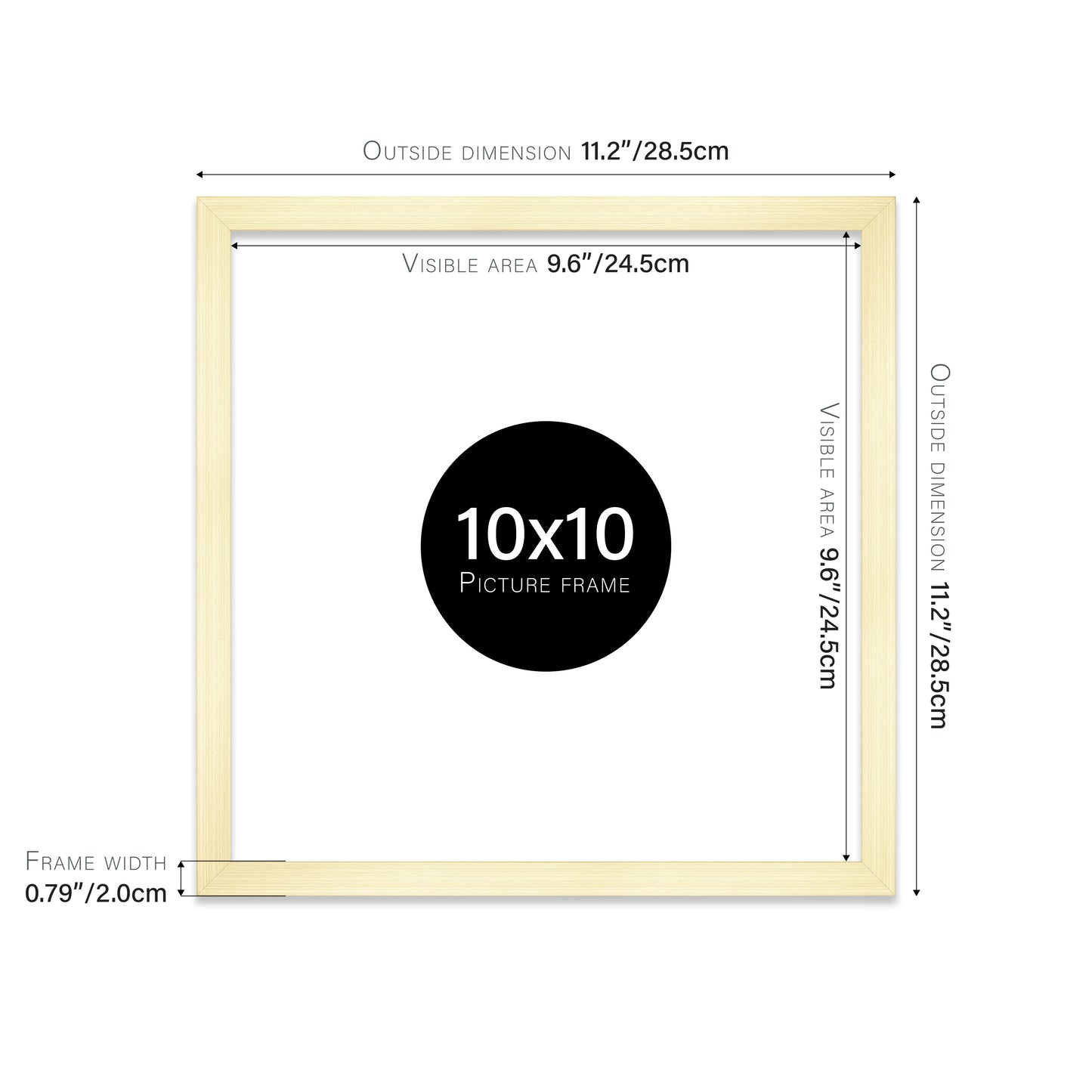 Gold 10x10" picture frame direct from manufacturer
