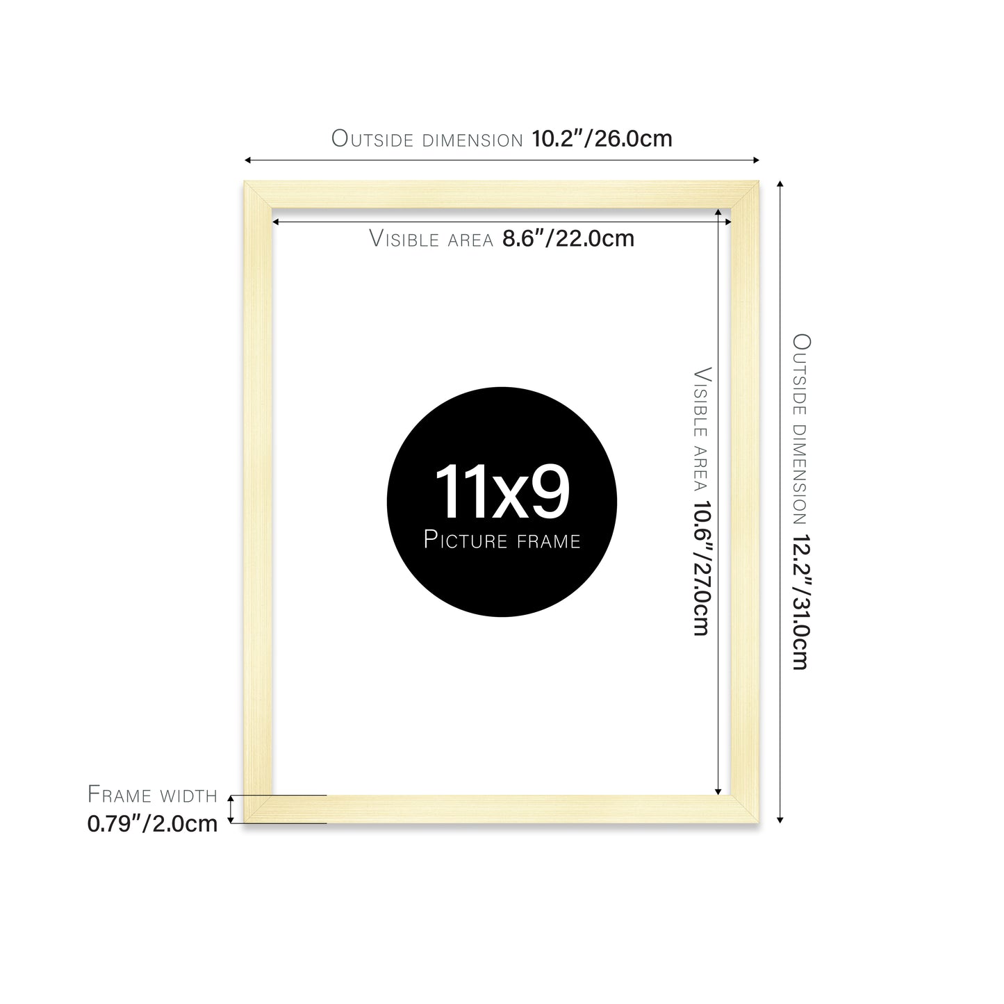 Gold 11x9" UK made picture frames