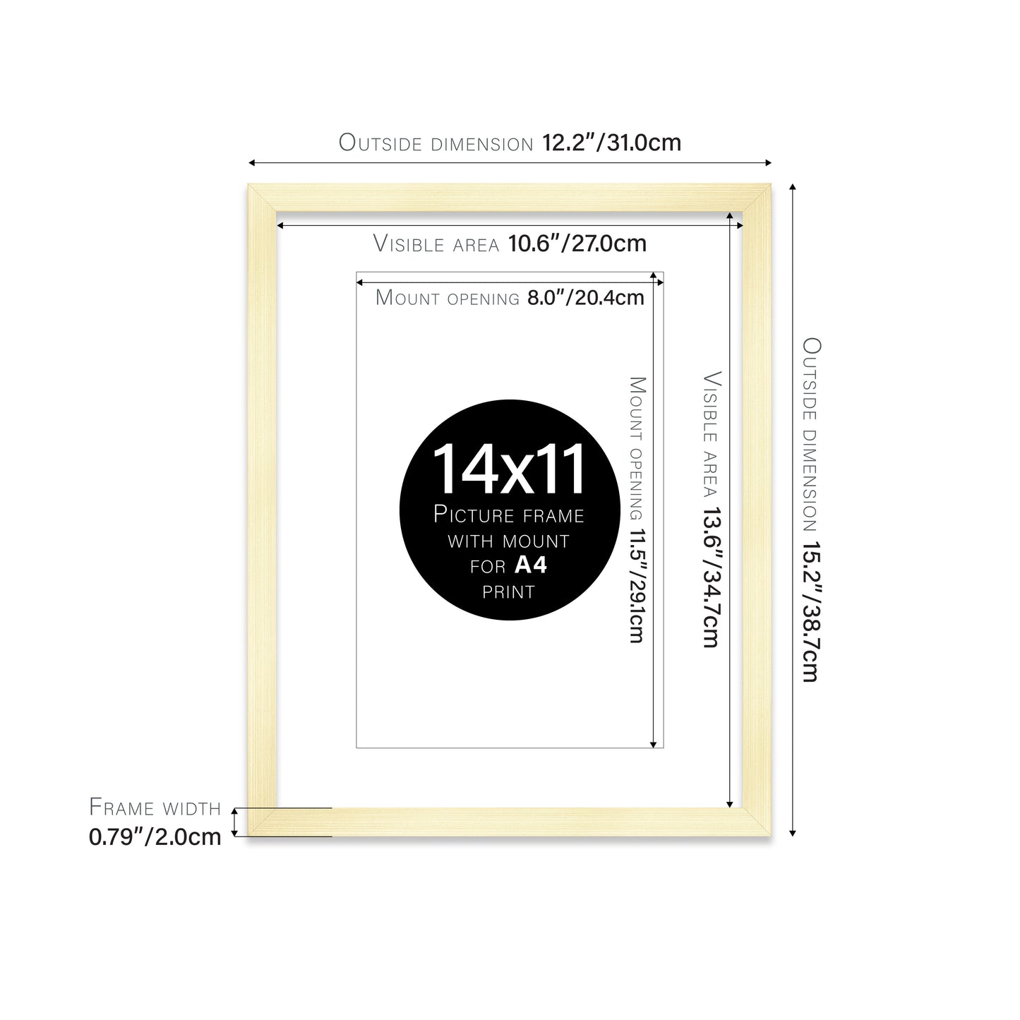 Gold Picture Frame 20mm Edge