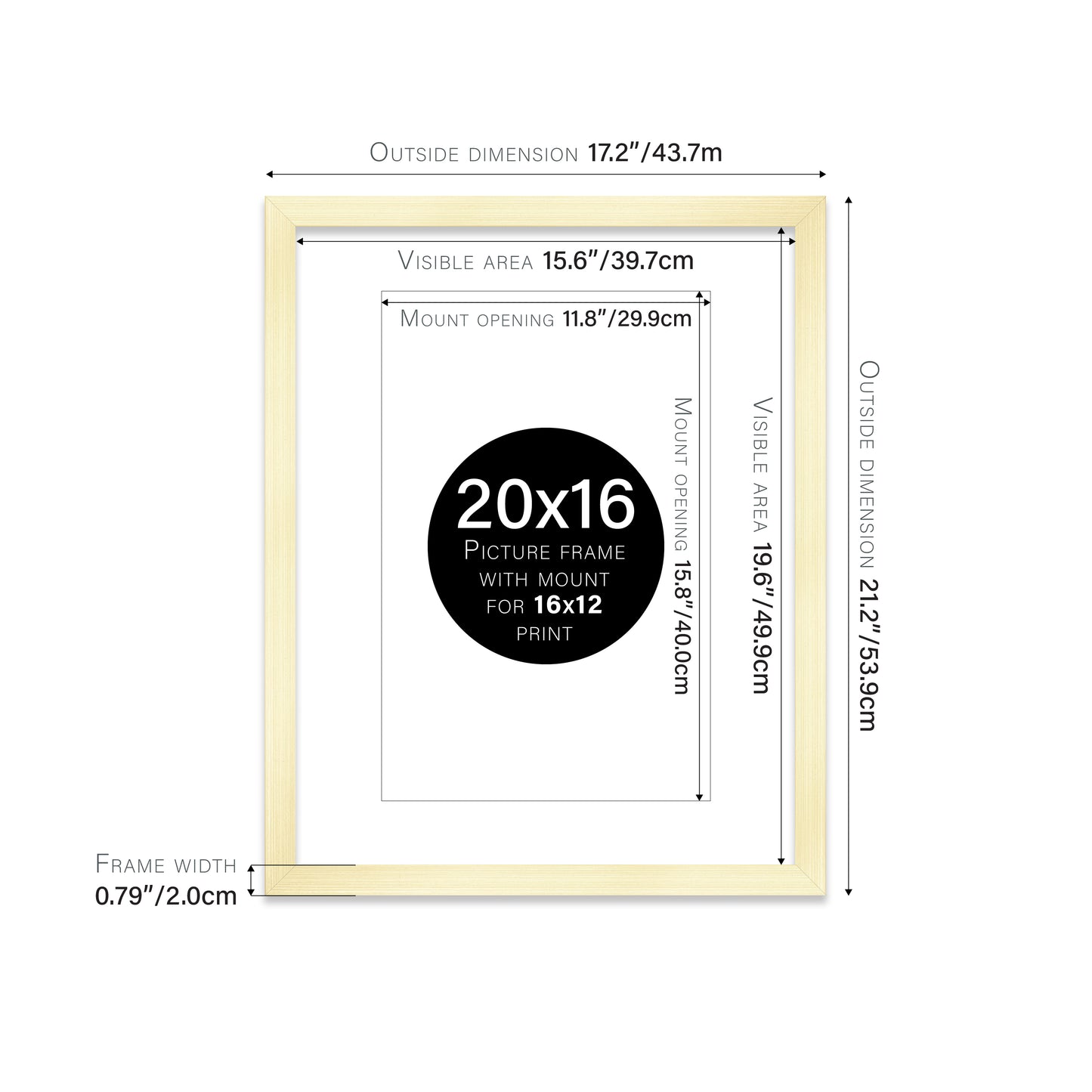 Gold Picture Frame 20mm Edge