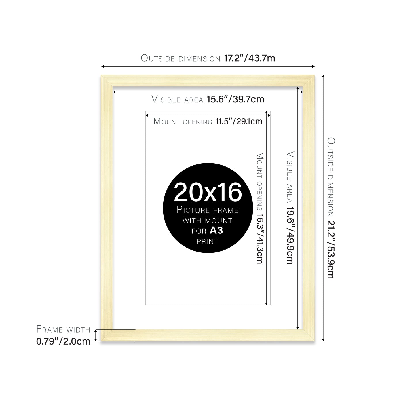 Gold Picture Frame 20mm Edge
