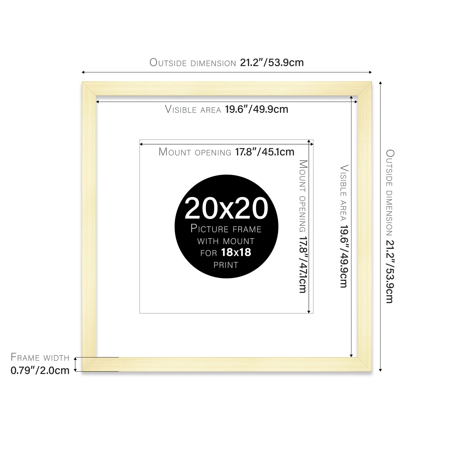 Gold Picture Frame 20mm Edge