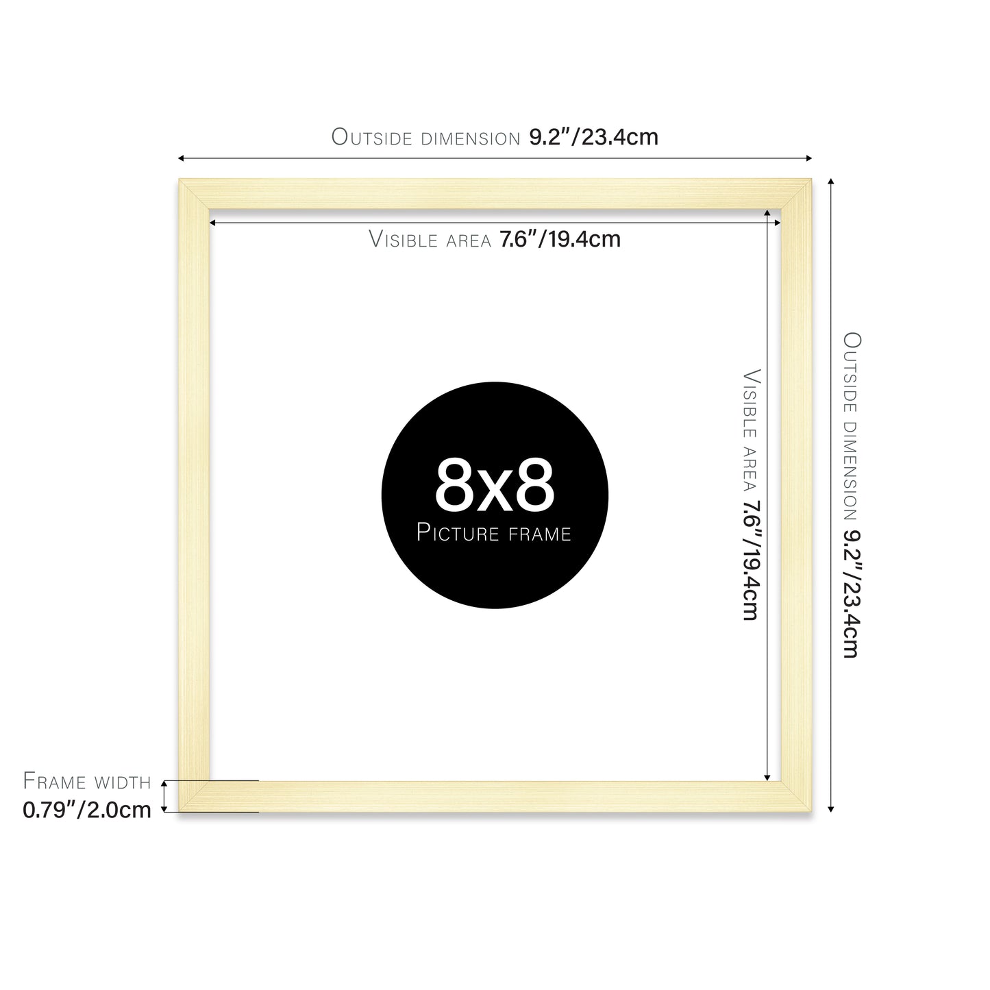 Gold 8x8" UK made picture frames