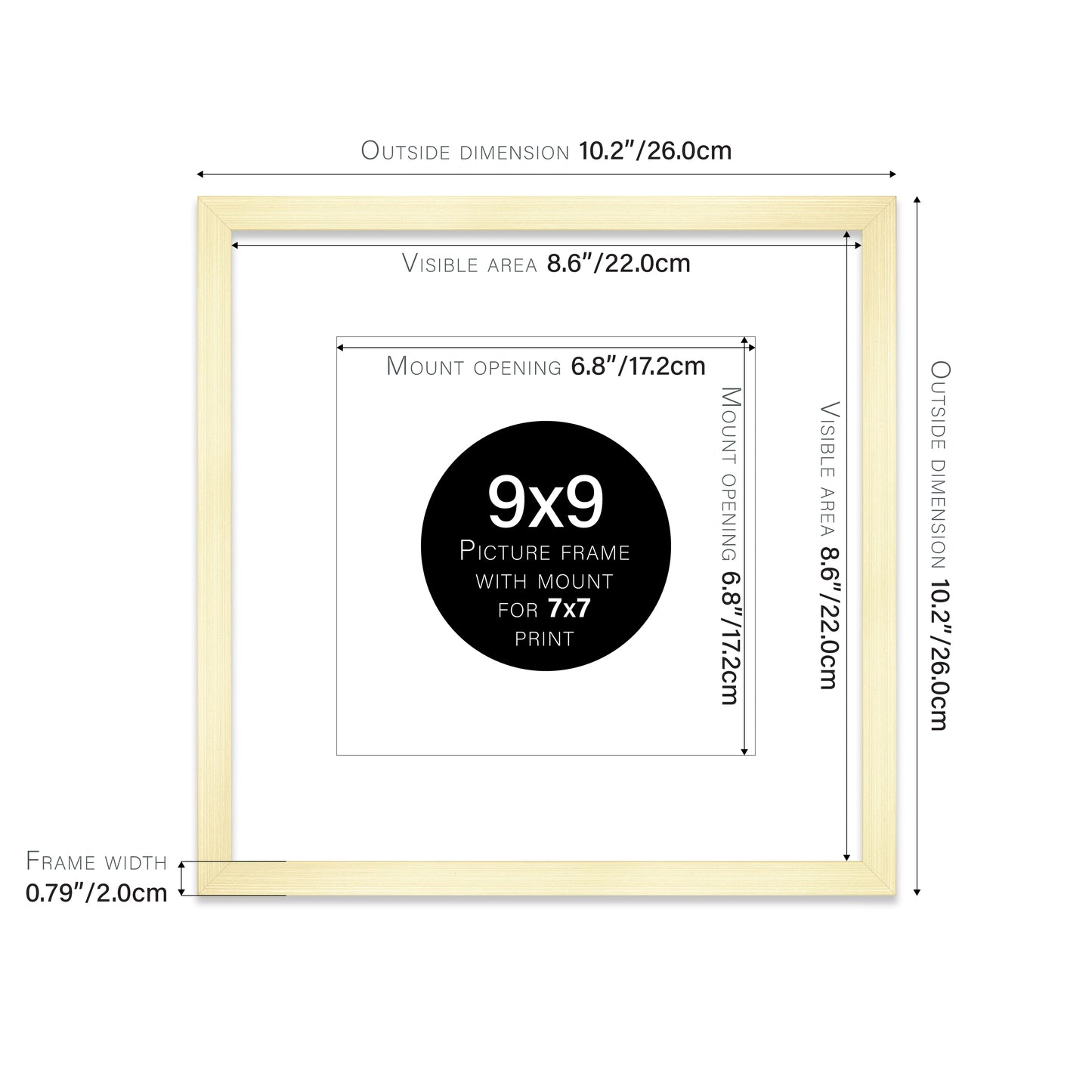 Gold Picture Frame 20mm Edge