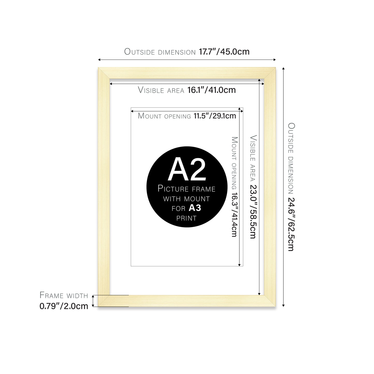 Gold Picture Frame 20mm Edge
