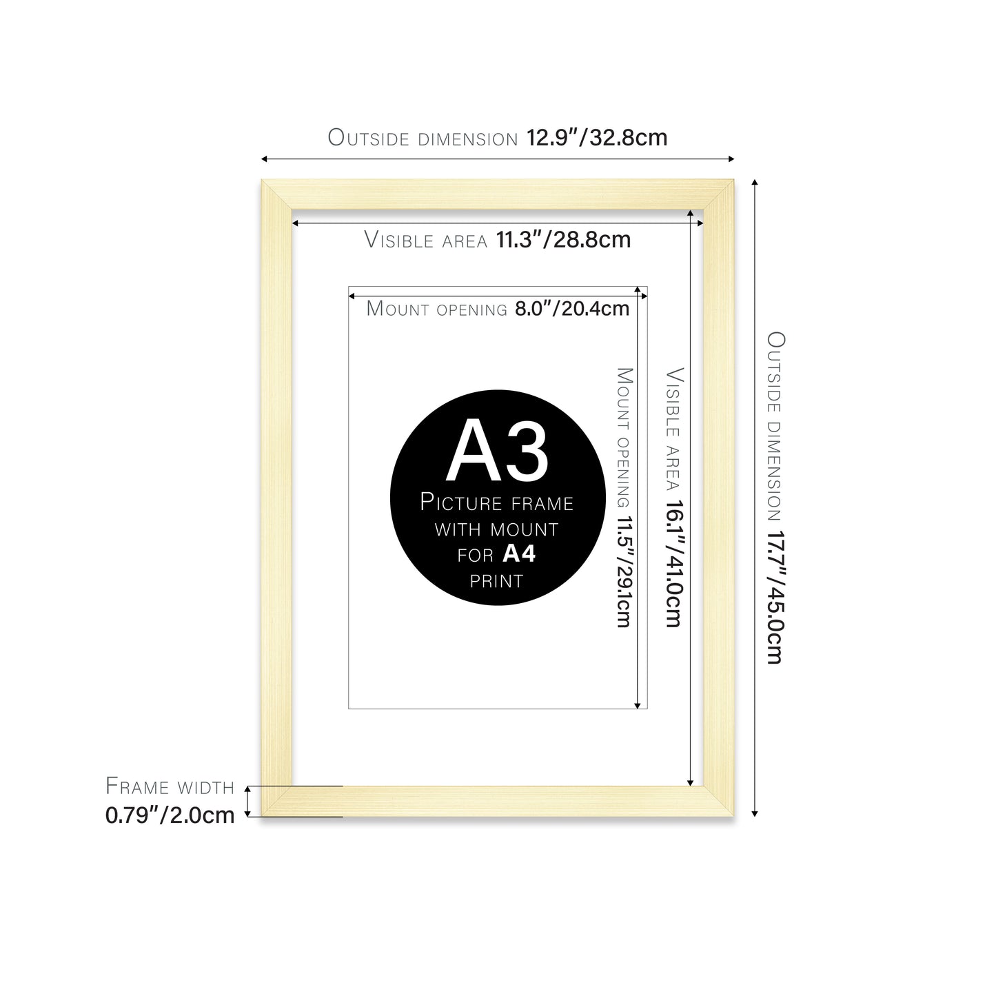 Gold Picture Frame 20mm Edge