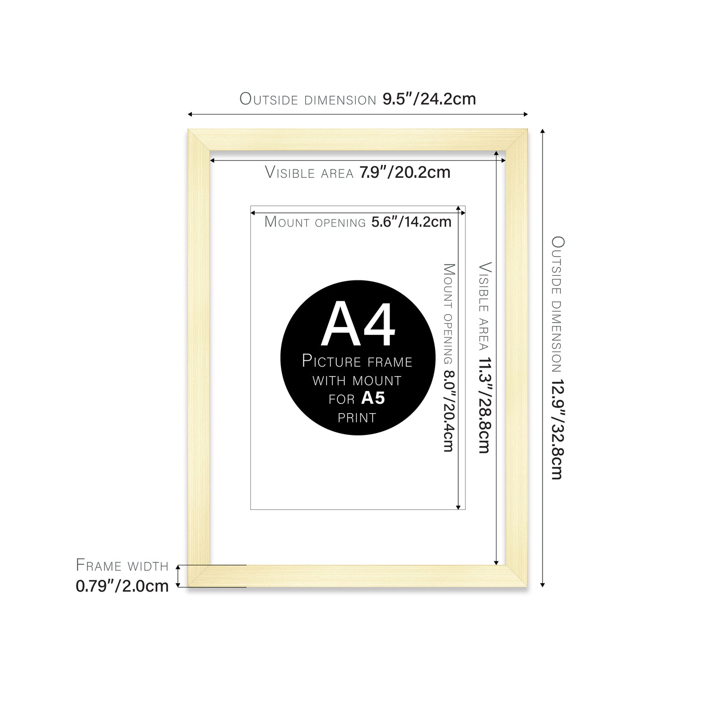 Gold Picture Frame 20mm Edge