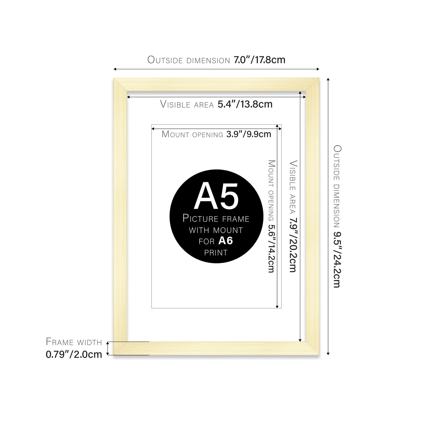 Gold Picture Frame 20mm Edge