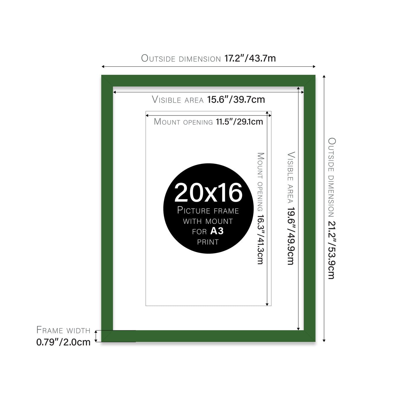 Green Picture Frame 20mm Edge