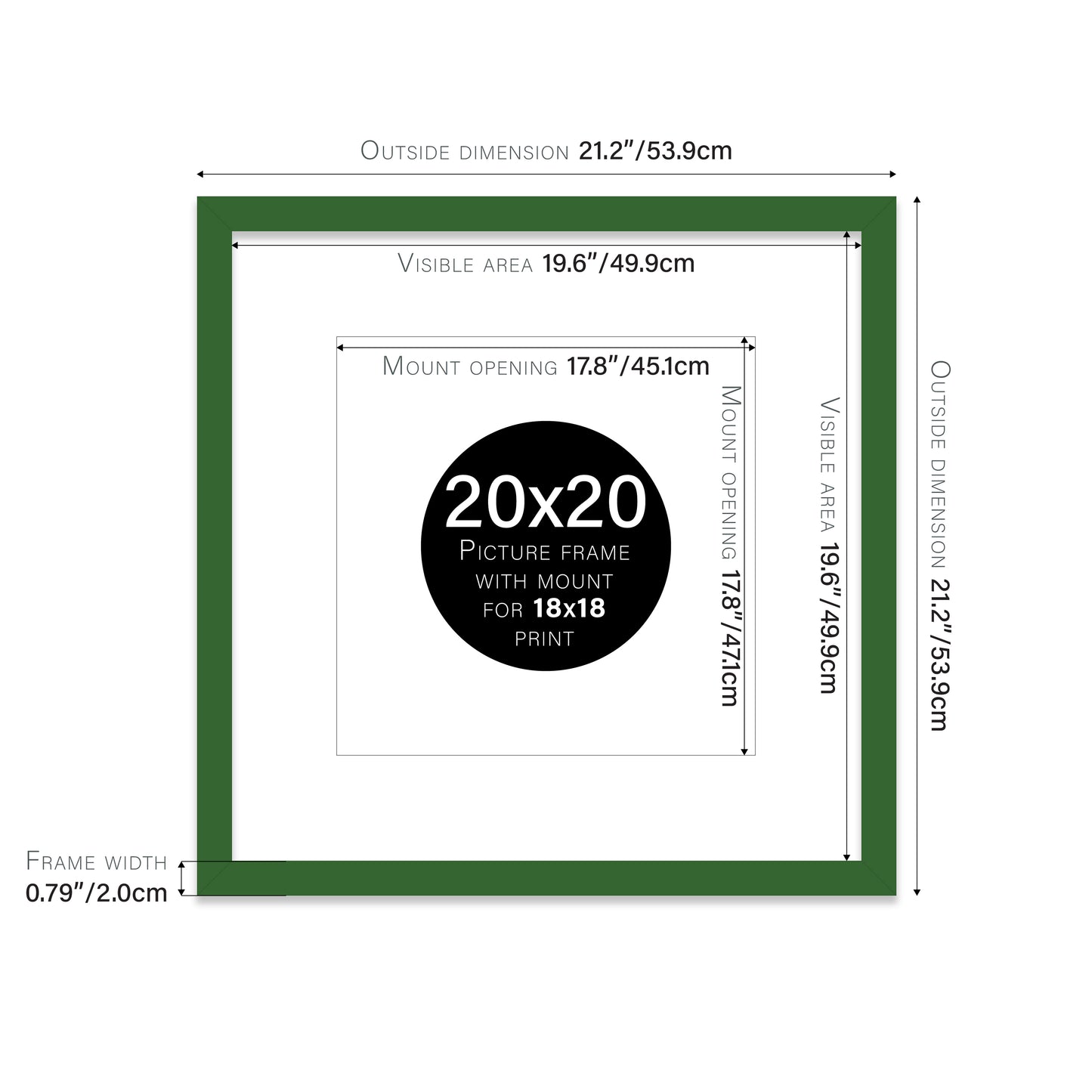 Green Picture Frame 20mm Edge