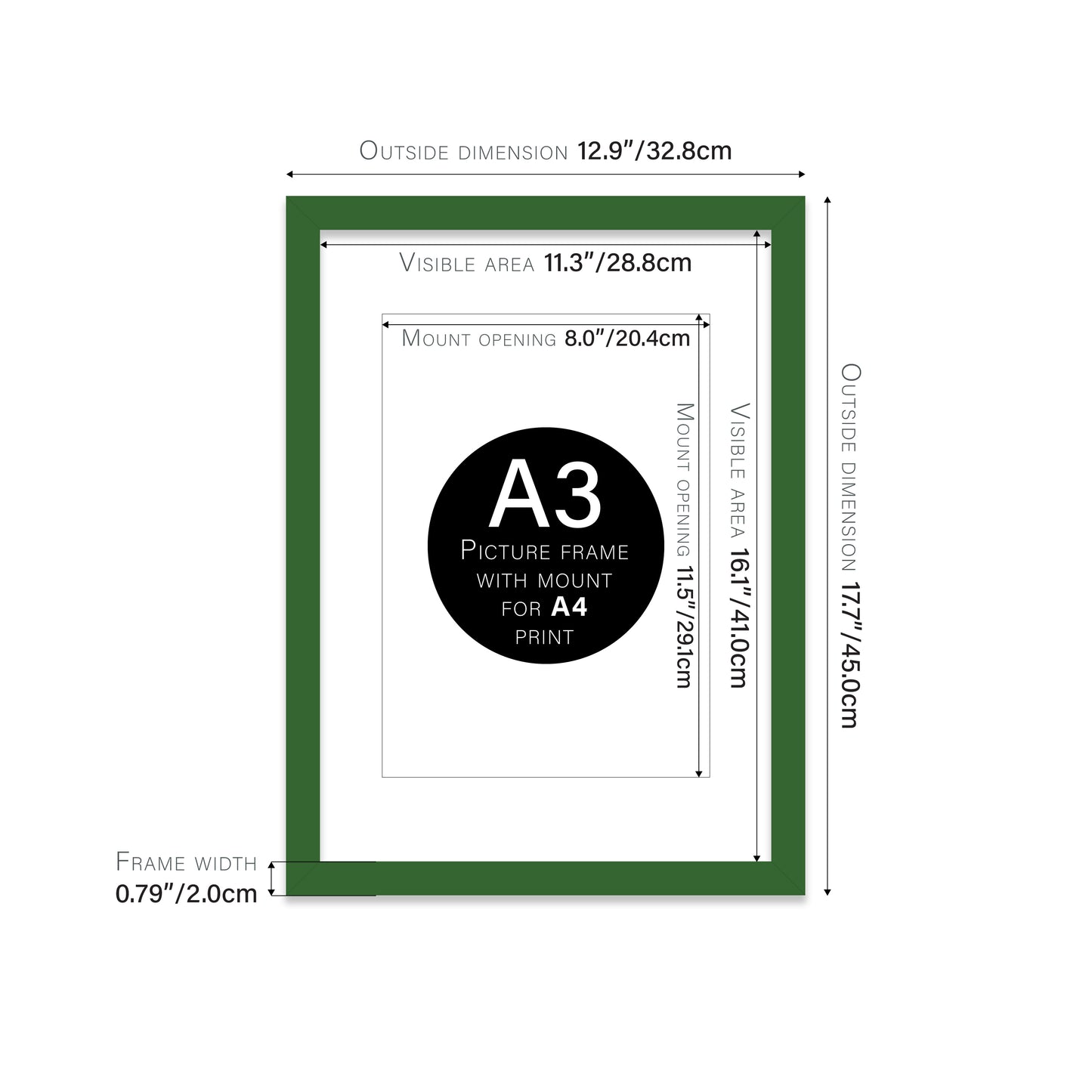 Green Picture Frame 20mm Edge