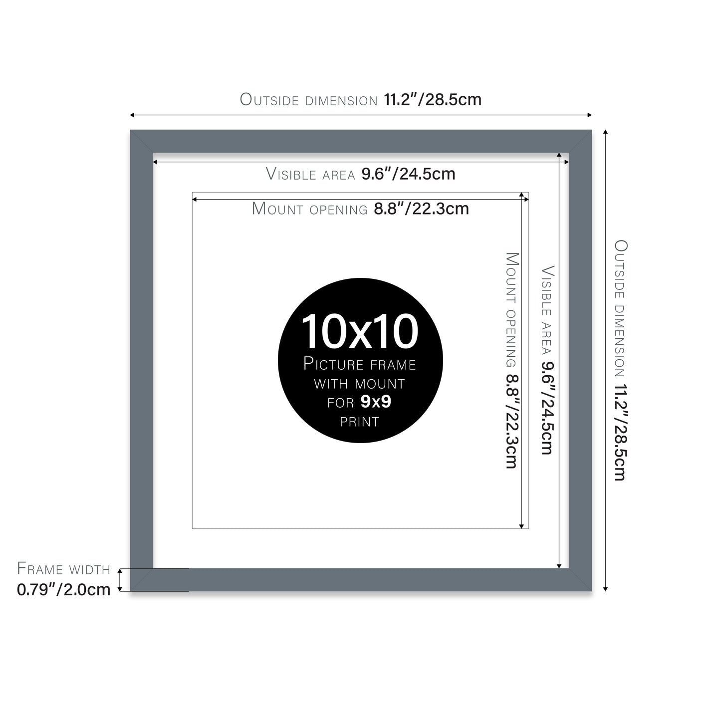 Grey Picture Frame 20mm Edge