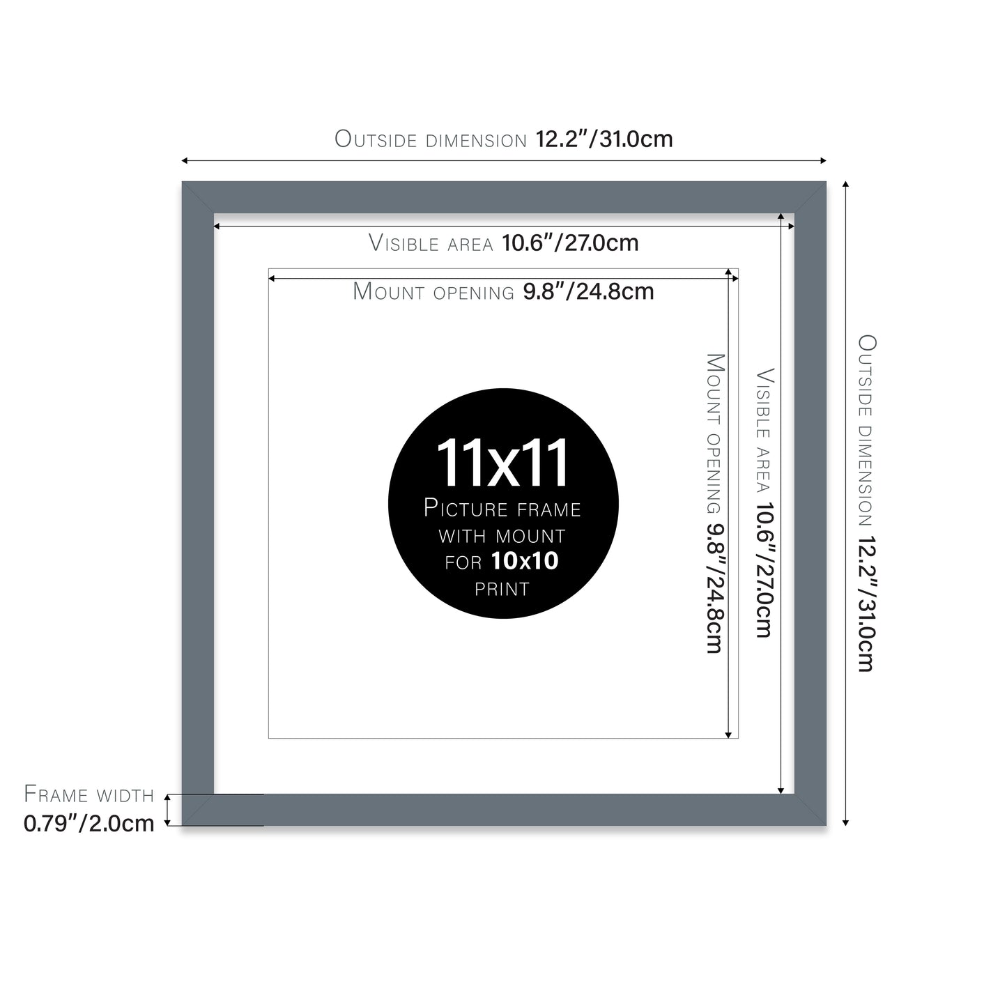 Grey Picture Frame 20mm Edge