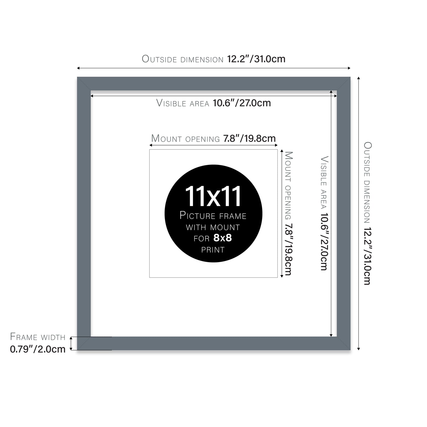 Grey Picture Frame 20mm Edge