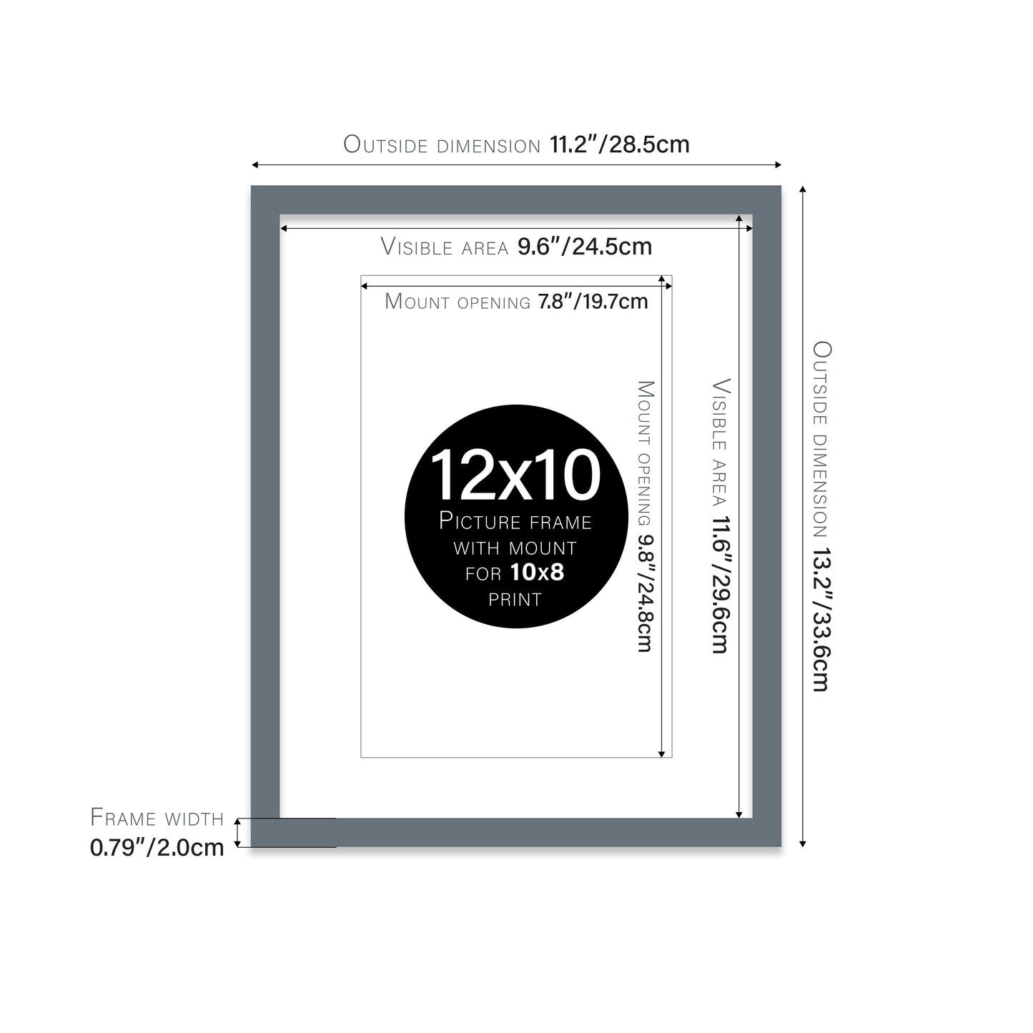 Grey Picture Frame 20mm Edge
