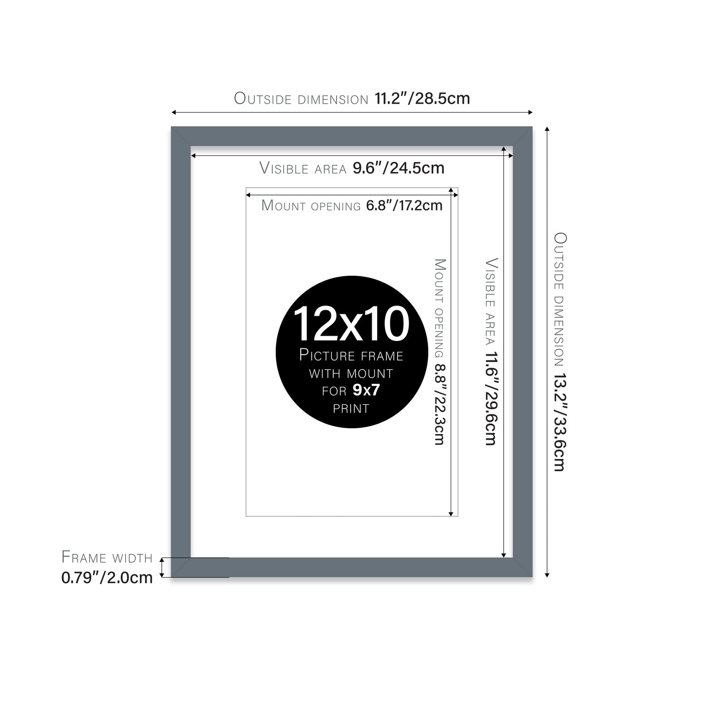 Grey Picture Frame 20mm Edge