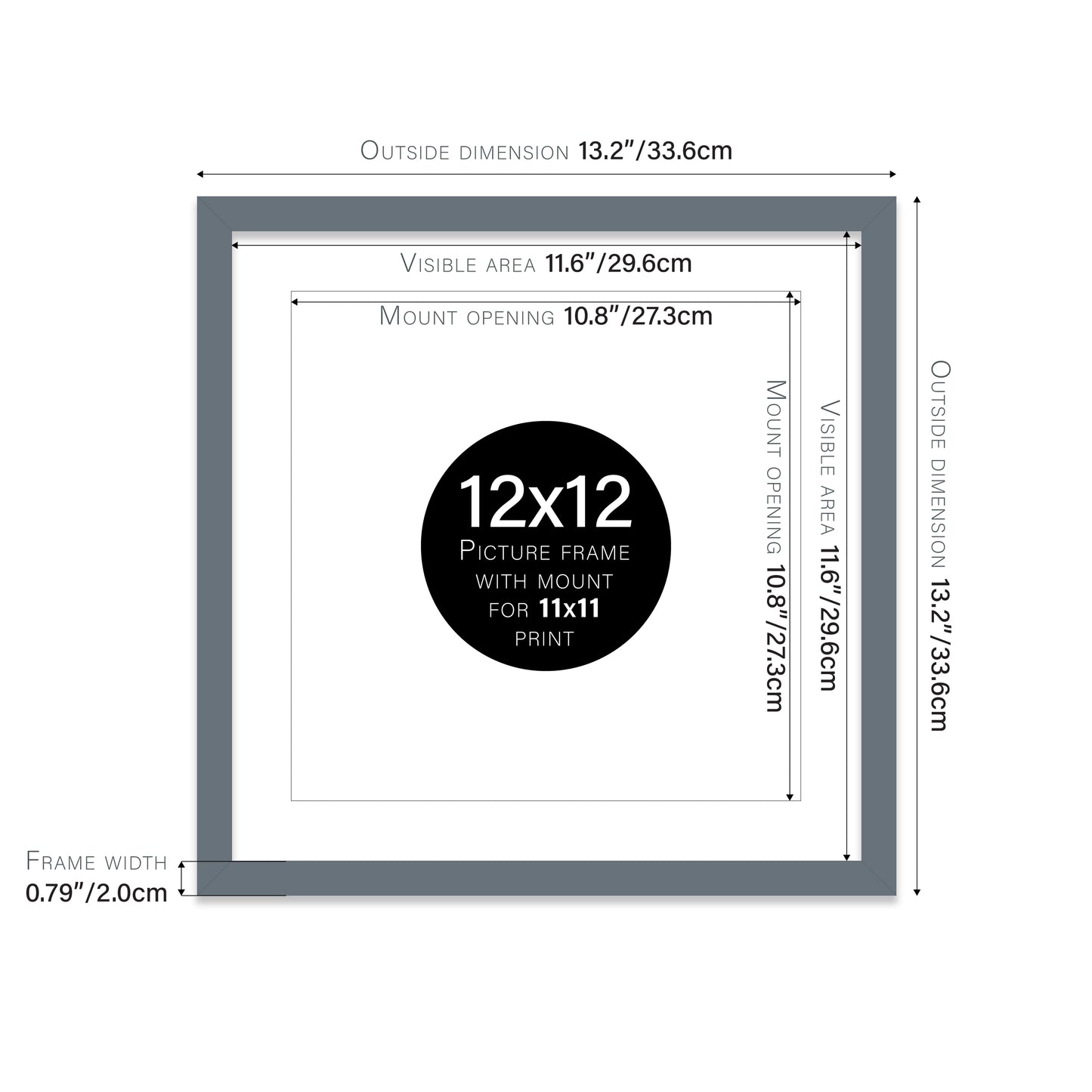 Grey Picture Frame 20mm Edge