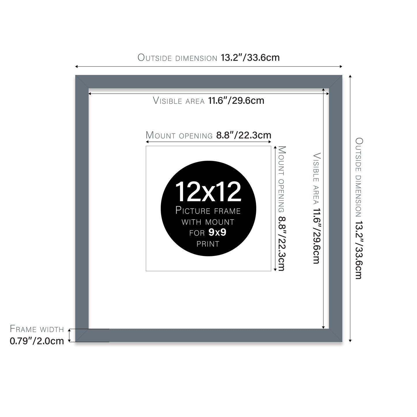 Grey Picture Frame 20mm Edge